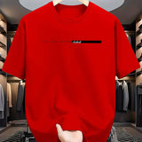 Camiseta masculina de verão 100% algodão, casual, folgada, com estampa de letras grandes