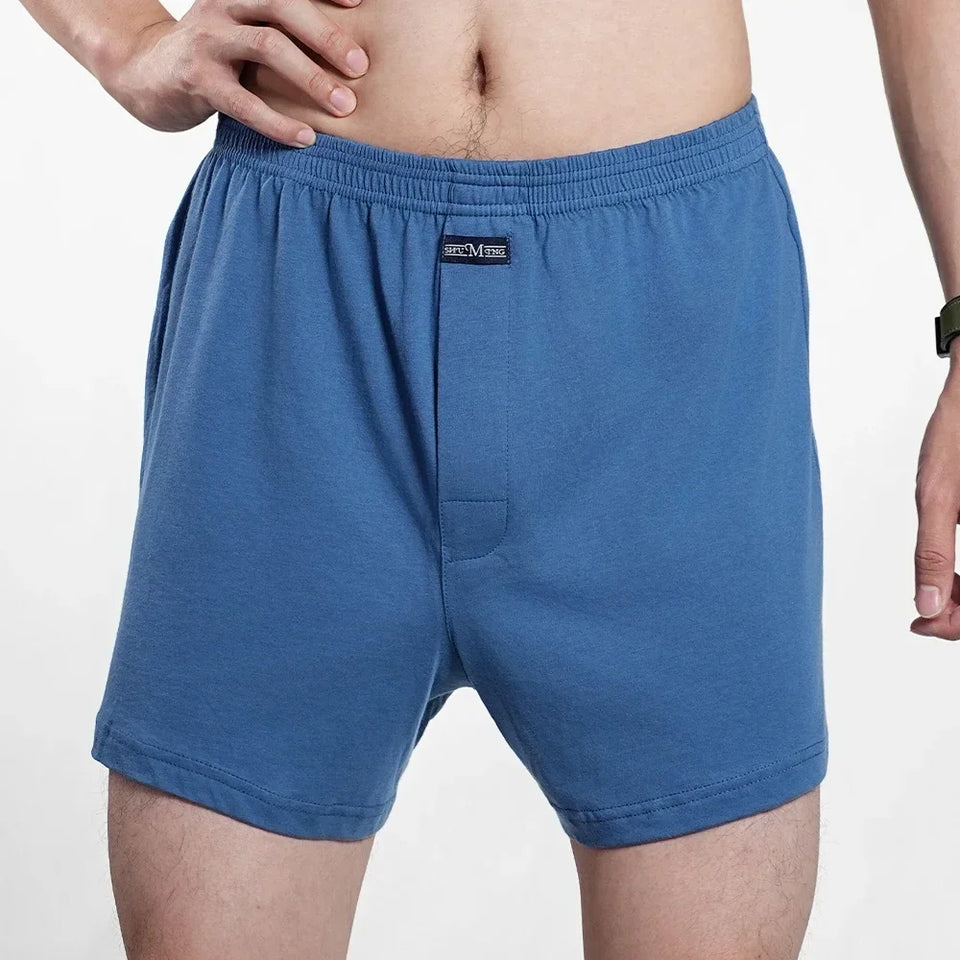 Cueca boxer masculina de algodão puro, cintura alta, cueca grande, casual, xadrez