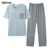 Conjunto de pijama masculino plus size 4XL, pijama de verão em algodão macio