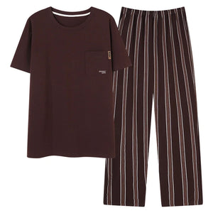 Conjunto de pijama masculino plus size 4XL, pijama de verão em algodão macio