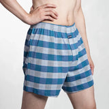 Cueca boxer masculina de algodão puro, cintura alta, cueca grande, casual, xadrez