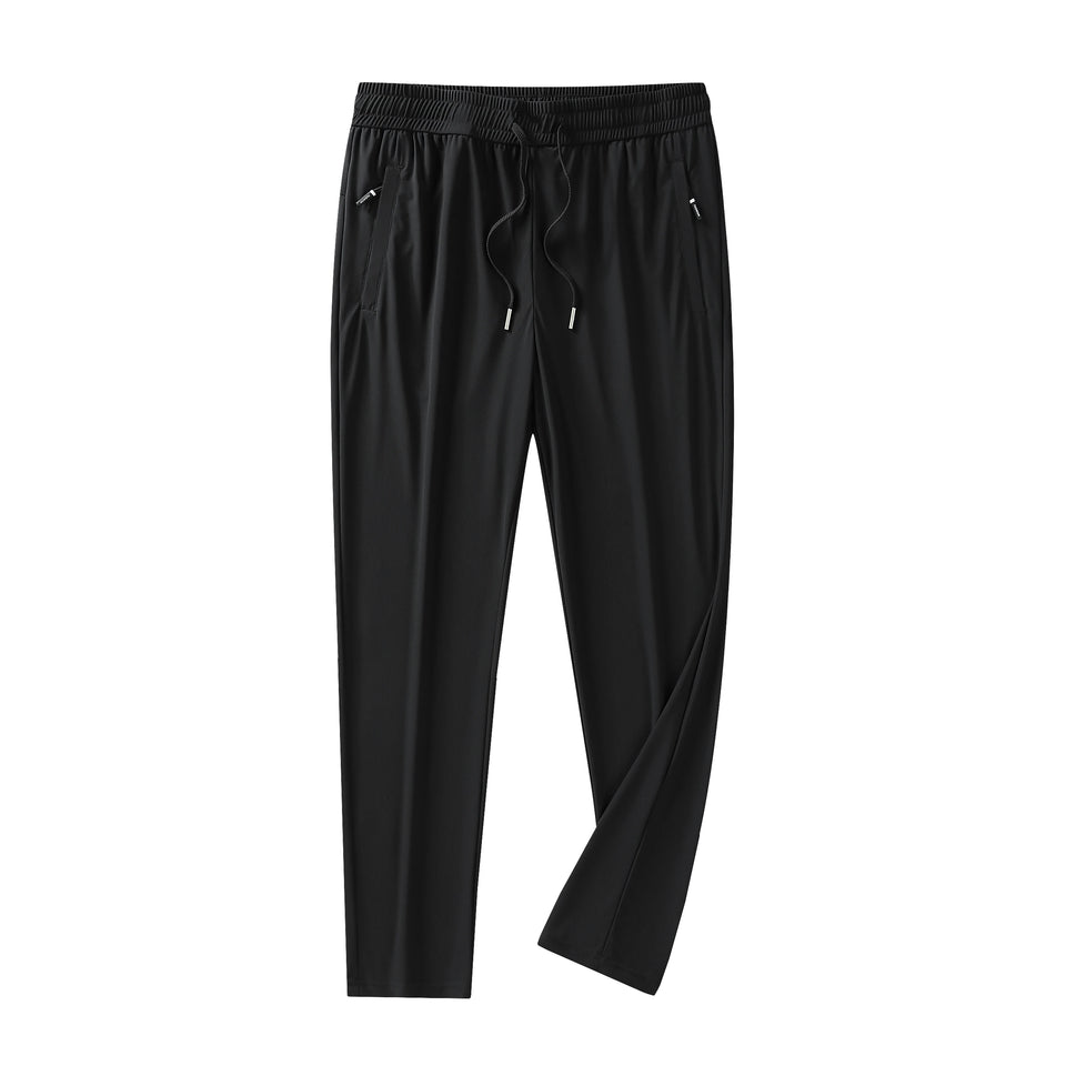 Calças de verão casuais masculinas, calças de seda gelada, calças masculinas