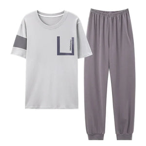 Conjunto de pijama masculino plus size 4XL, pijama de verão em algodão macio
