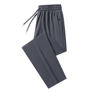 Calças de verão casuais masculinas, calças de seda gelada, calças masculinas