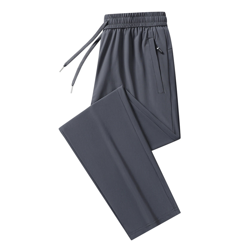 Calças de verão casuais masculinas, calças de seda gelada, calças masculinas