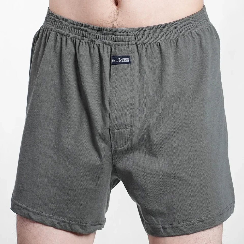 Cueca boxer masculina de algodão puro, cintura alta, cueca grande, casual, xadrez