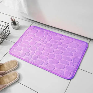 Tapete de Veludo em Relevo com Espuma de Memória – Casa de Banho, Sala de Estar, Antiderrapante, Estilo Calçada, Tapete para o Chão, Decoração para Casa