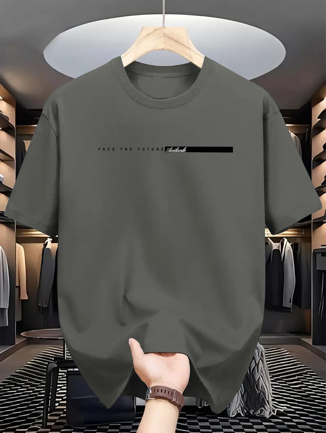 Camiseta masculina de verão 100% algodão, casual, folgada, com estampa de letras grandes