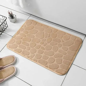 Tapete de Veludo em Relevo com Espuma de Memória – Casa de Banho, Sala de Estar, Antiderrapante, Estilo Calçada, Tapete para o Chão, Decoração para Casa