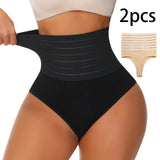 Calcinha modeladora feminina de cintura alta, 2 peças, tanga modeladora
