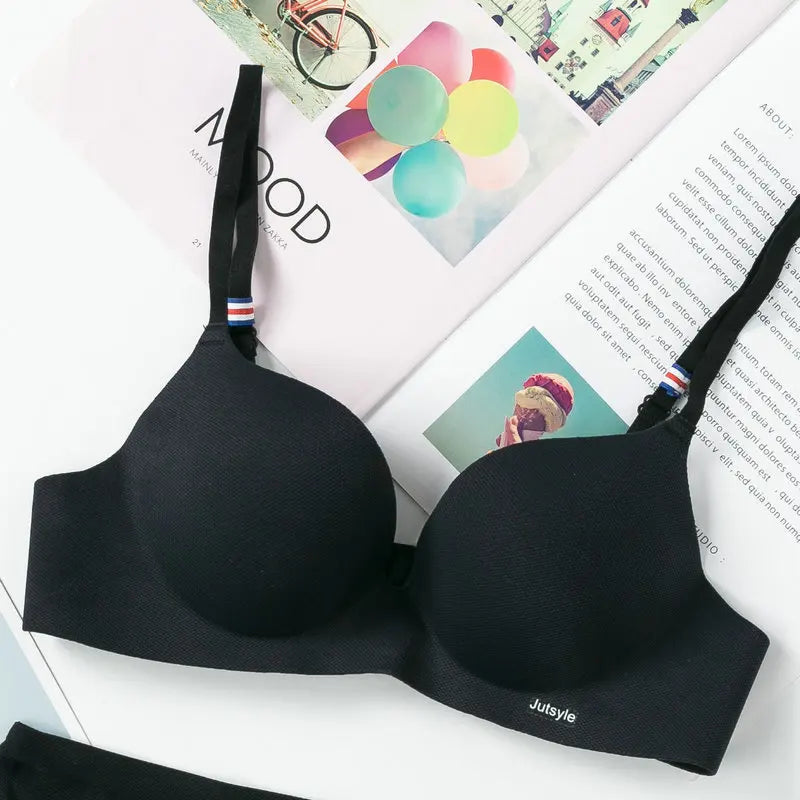 Moda peça única top feminino roupa íntima lingerie sexy sutiã push up sem costura bralette sem fio