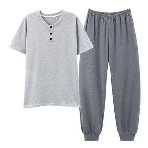 Conjunto de pijama masculino plus size 4XL, pijama de verão em algodão macio