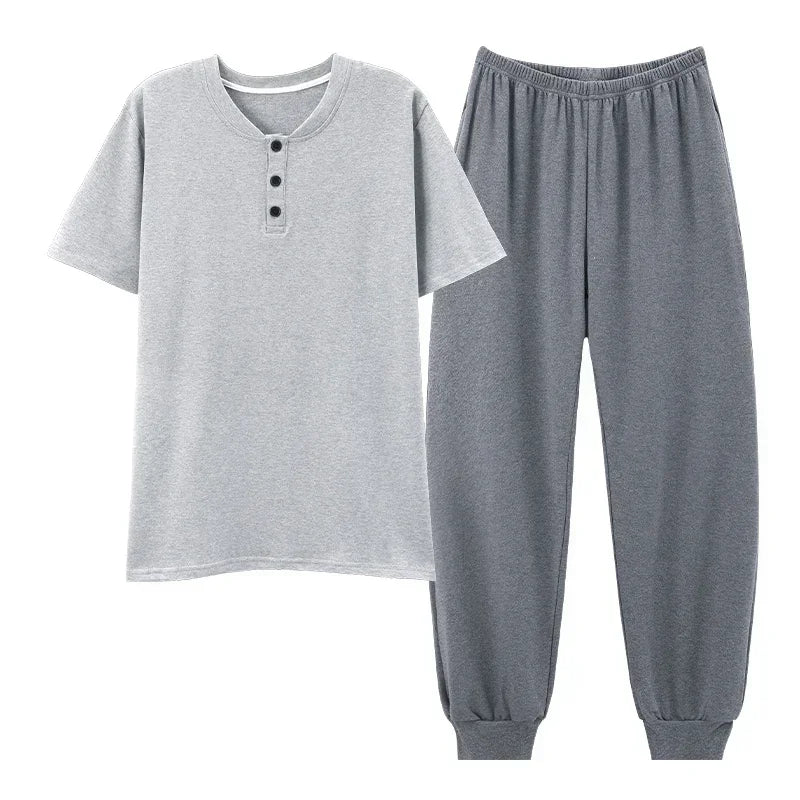 Conjunto de pijama masculino plus size 4XL, pijama de verão em algodão macio