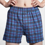 Cueca boxer masculina de algodão puro, cintura alta, cueca grande, casual, xadrez