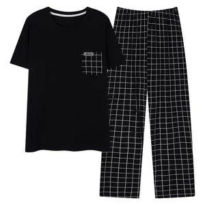 Conjunto de pijama masculino plus size 4XL, pijama de verão em algodão macio