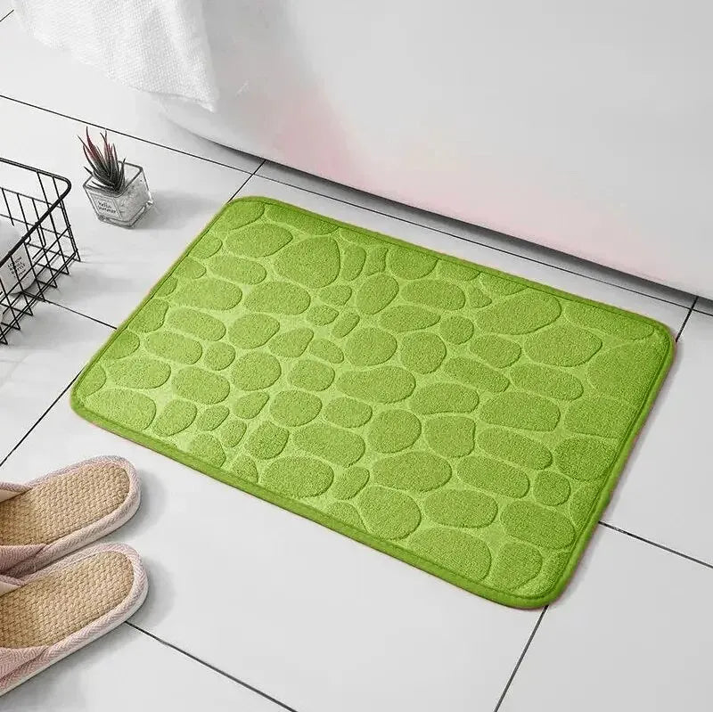 Tapete de Veludo em Relevo com Espuma de Memória – Casa de Banho, Sala de Estar, Antiderrapante, Estilo Calçada, Tapete para o Chão, Decoração para Casa