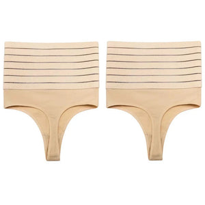 Calcinha modeladora feminina de cintura alta, 2 peças, tanga modeladora