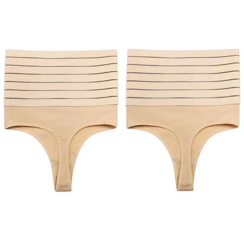 Calcinha modeladora feminina de cintura alta, 2 peças, tanga modeladora