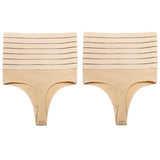 Calcinha modeladora feminina de cintura alta, 2 peças, tanga modeladora