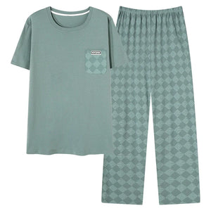 Conjunto de pijama masculino plus size 4XL, pijama de verão em algodão macio