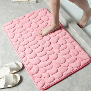 Tapete de Veludo em Relevo com Espuma de Memória – Casa de Banho, Sala de Estar, Antiderrapante, Estilo Calçada, Tapete para o Chão, Decoração para Casa