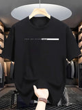 Camiseta masculina de verão 100% algodão, casual, folgada, com estampa de letras grandes