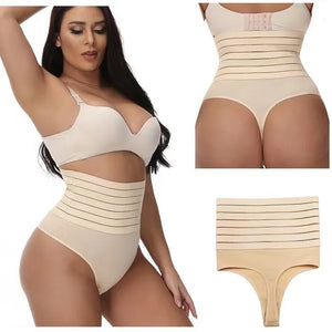 Calcinha modeladora feminina de cintura alta, 2 peças, tanga modeladora