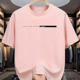 Camiseta masculina de verão 100% algodão, casual, folgada, com estampa de letras grandes