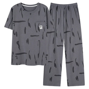 Conjunto de pijama masculino plus size 4XL, pijama de verão em algodão macio