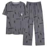 Conjunto de pijama masculino plus size 4XL, pijama de verão em algodão macio