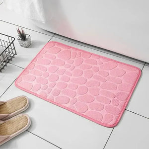 Tapete de Veludo em Relevo com Espuma de Memória – Casa de Banho, Sala de Estar, Antiderrapante, Estilo Calçada, Tapete para o Chão, Decoração para Casa