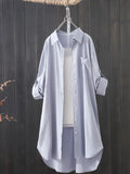 Camisa branca feminina midi solta e respirável, cor sólida, camisas longas Sucesso Ativo