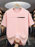 Camiseta masculina de verão 100% algodão, casual, folgada, com estampa de letras grandes