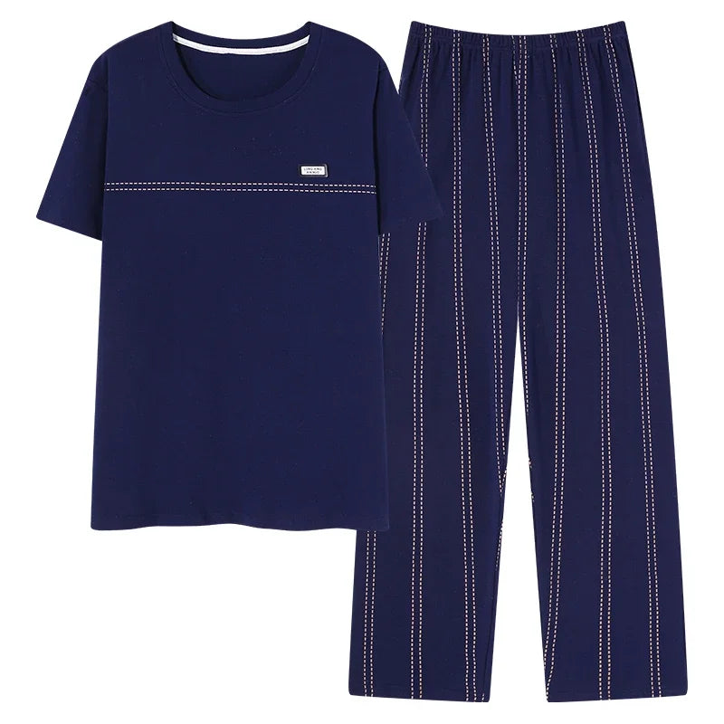 Conjunto de pijama masculino plus size 4XL, pijama de verão em algodão macio