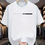 Camiseta masculina de verão 100% algodão, casual, folgada, com estampa de letras grandes