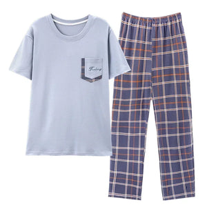 Conjunto de pijama masculino plus size 4XL, pijama de verão em algodão macio