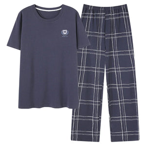 Conjunto de pijama masculino plus size 4XL, pijama de verão em algodão macio