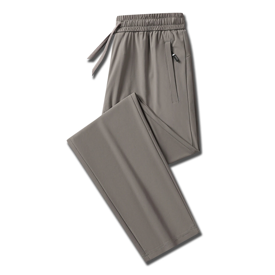 Calças de verão casuais masculinas, calças de seda gelada, calças masculinas