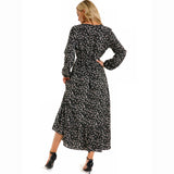 Vestido longo boêmio feminino  cintura alta chiffon, floral, novo Sucesso