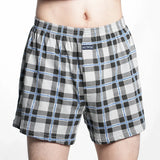 Cueca boxer masculina de algodão puro, cintura alta, cueca grande, casual, xadrez