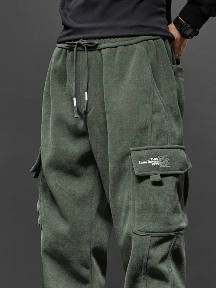 Calças casuais masculinas, estilo primavera outono, com cintura elástica e cordão reto, estilo harem