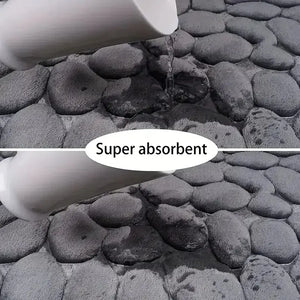 Tapete de Veludo em Relevo com Espuma de Memória – Casa de Banho, Sala de Estar, Antiderrapante, Estilo Calçada, Tapete para o Chão, Decoração para Casa