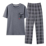 Conjunto de pijama masculino plus size 4XL, pijama de verão em algodão macio