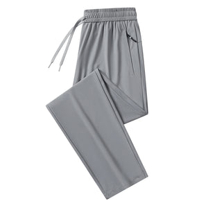 Calças de verão casuais masculinas, calças de seda gelada, calças masculinas