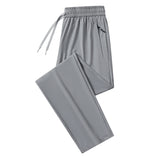 Calças de verão casuais masculinas, calças de seda gelada, calças masculinas