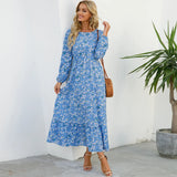Vestido longo boêmio feminino  cintura alta chiffon, floral, novo Sucesso