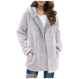 Casaco longo de pelúcia feminino para outono e inverno, casaco de lã grosso e quente, gola virada para baixo, casaco de pelúcia feminino casual