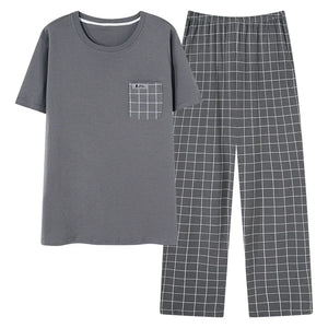 Conjunto de pijama masculino plus size 4XL, pijama de verão em algodão macio