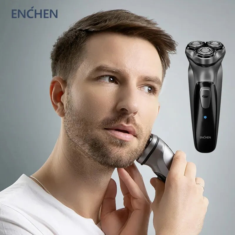 Barbeador elétrico rotativo ENCHEN Blackstone para homens, lâmina flutuante 3D