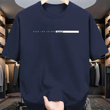 Camiseta masculina de verão 100% algodão, casual, folgada, com estampa de letras grandes